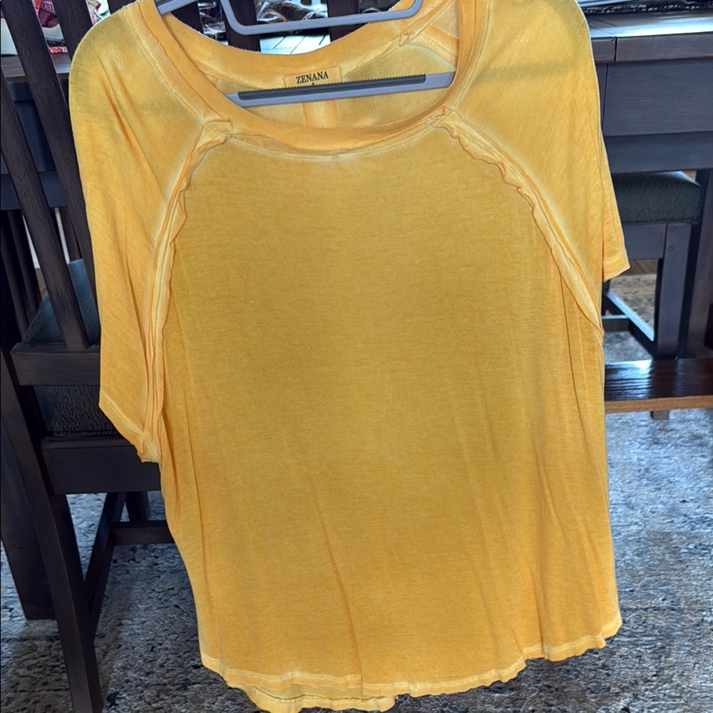 Zenana Outfitters Gold Raglan Short Sleeve T-Shirt